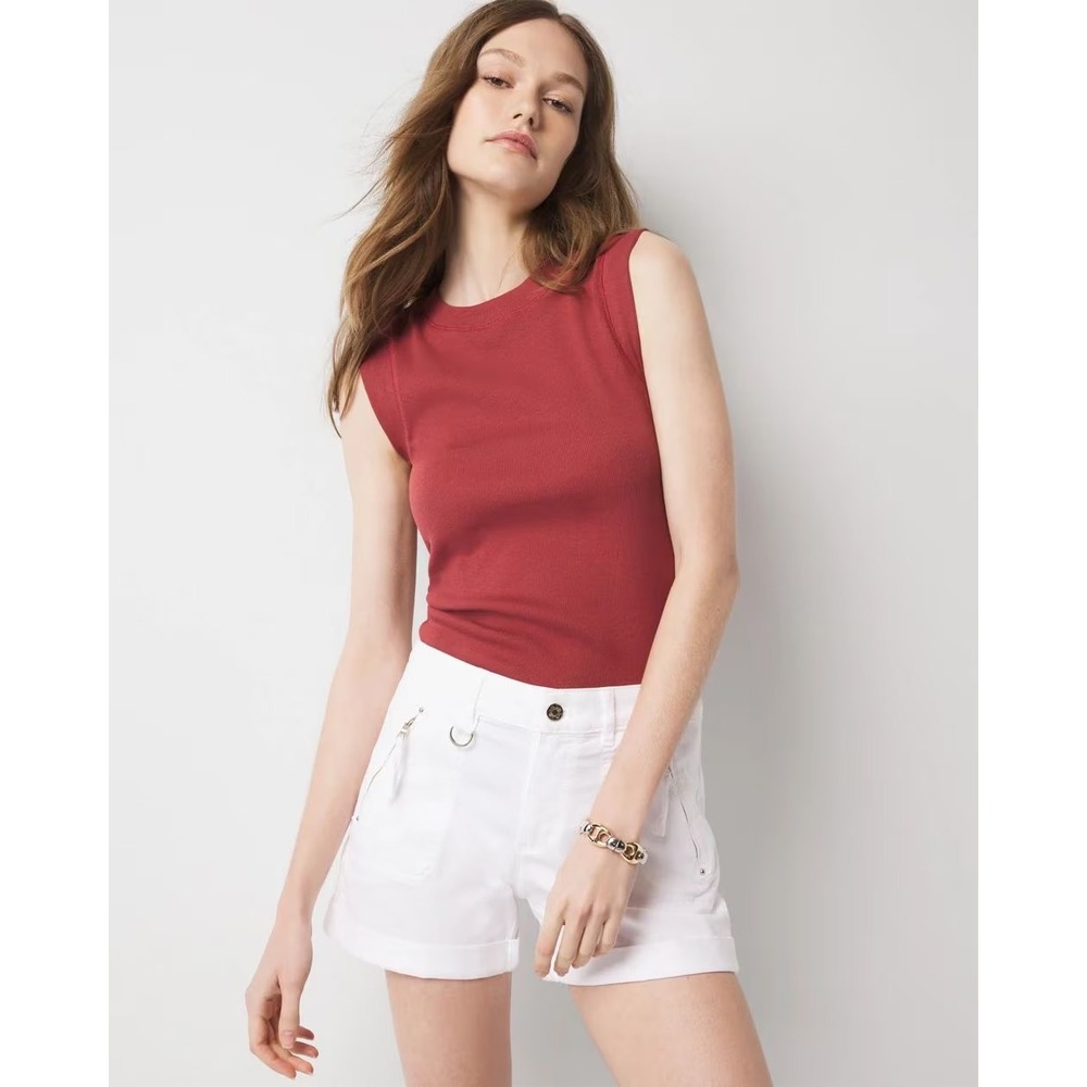 NWT White House Black Market WHBM FORME Rib Ruched Tank Top Sienna | XS